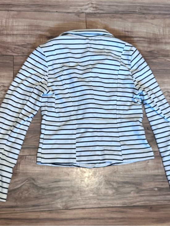 Maude White and Black Striped Knit Casual Blazer - Picture 2 of 3